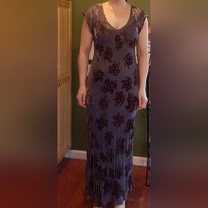 Johnny Was 4 Love And Liberty Silk Rayon Velvet Burnout 3 Piece Maxi Dress Set M